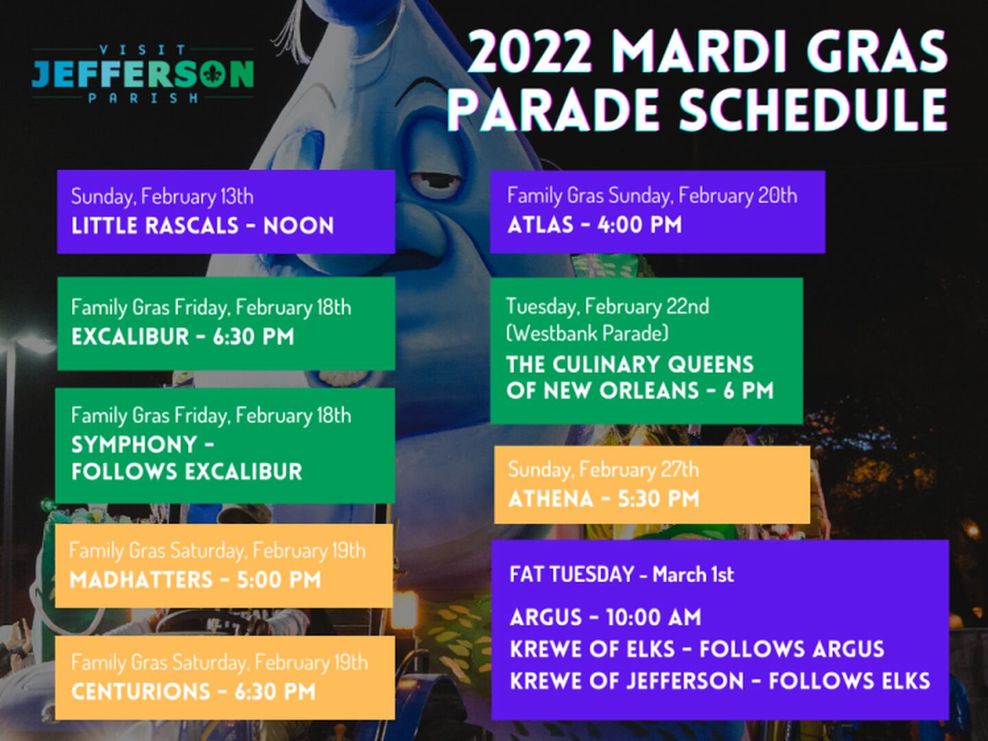 Jefferson Parish releases parade schedule for Carnival 2022; see details – NOLA Weekend